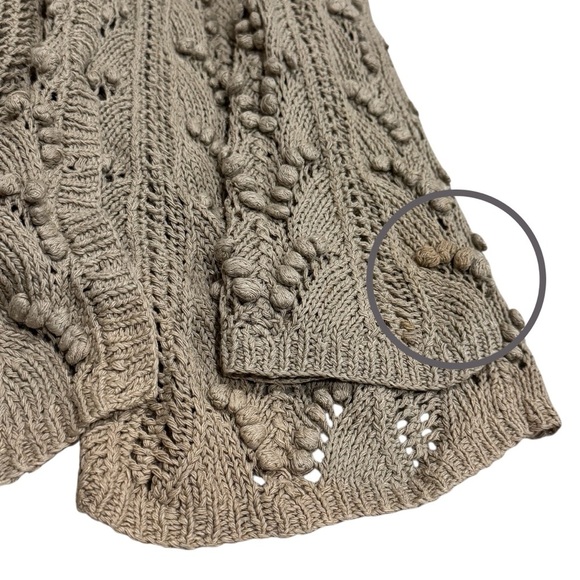 Unbranded Tan Knot Silk Blend Crochet Knit Coastal Cardigan Beach Coverup Size M - Picture 7 of 9